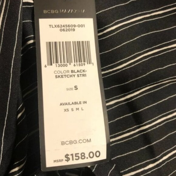 BCBGMazAzria Black Sketchy Stripe Short Sleeve Mini Shift Dress L - Picture 8 of 8